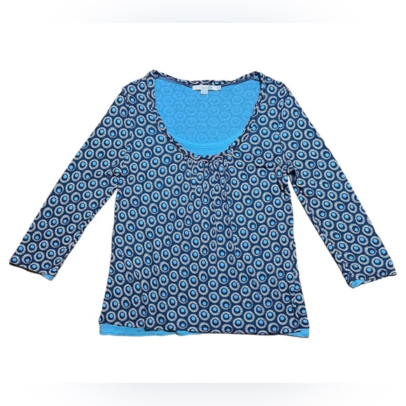 Boden Double Layer Tencel Blue Circle Print Top Sz 8 - Picture 3 of 14